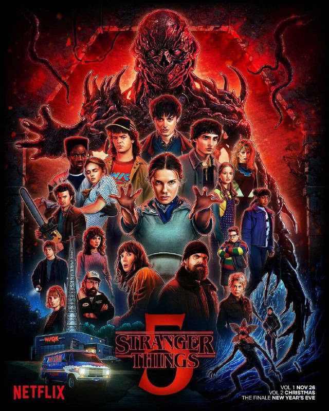 怪奇物语 第五季 (2025) NF 4K高码率  内封简繁英字幕 全8集描述：1987年秋天，裂缝开启让霍金斯小镇伤痕累累，主角群团结起来，只为一个目标：找到威可那并杀掉他